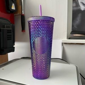 💜 Starbucks Venti Purple Oil Slick Metallic Iridescent Studded Tumbler NEW 💜